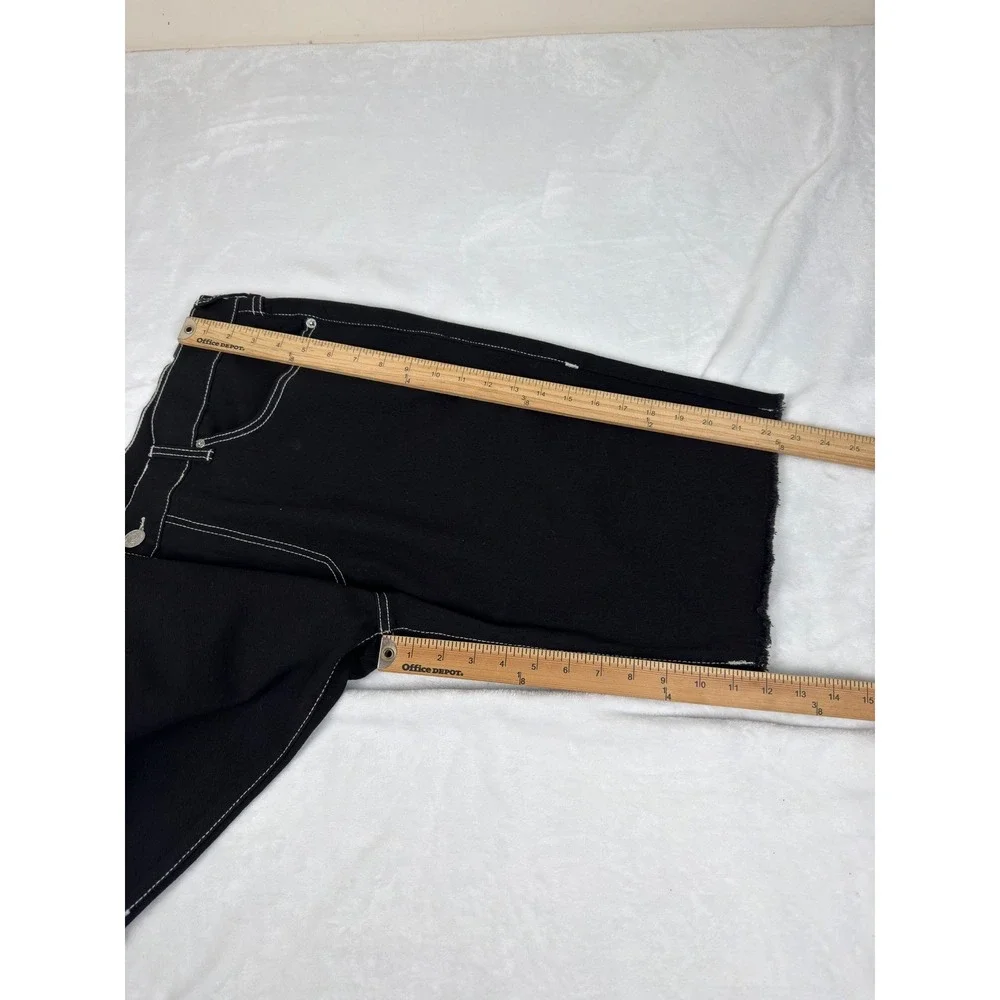 True Religion Ricky Flap Fray Relaxed Straight Black Denim Shorts Mens 40 (42
